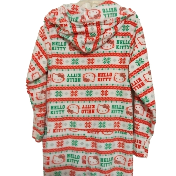 Hello Kitty Onesie Hoodie One Piece Holiday Christmas Pajamas Sz L - Picture 6 of 8